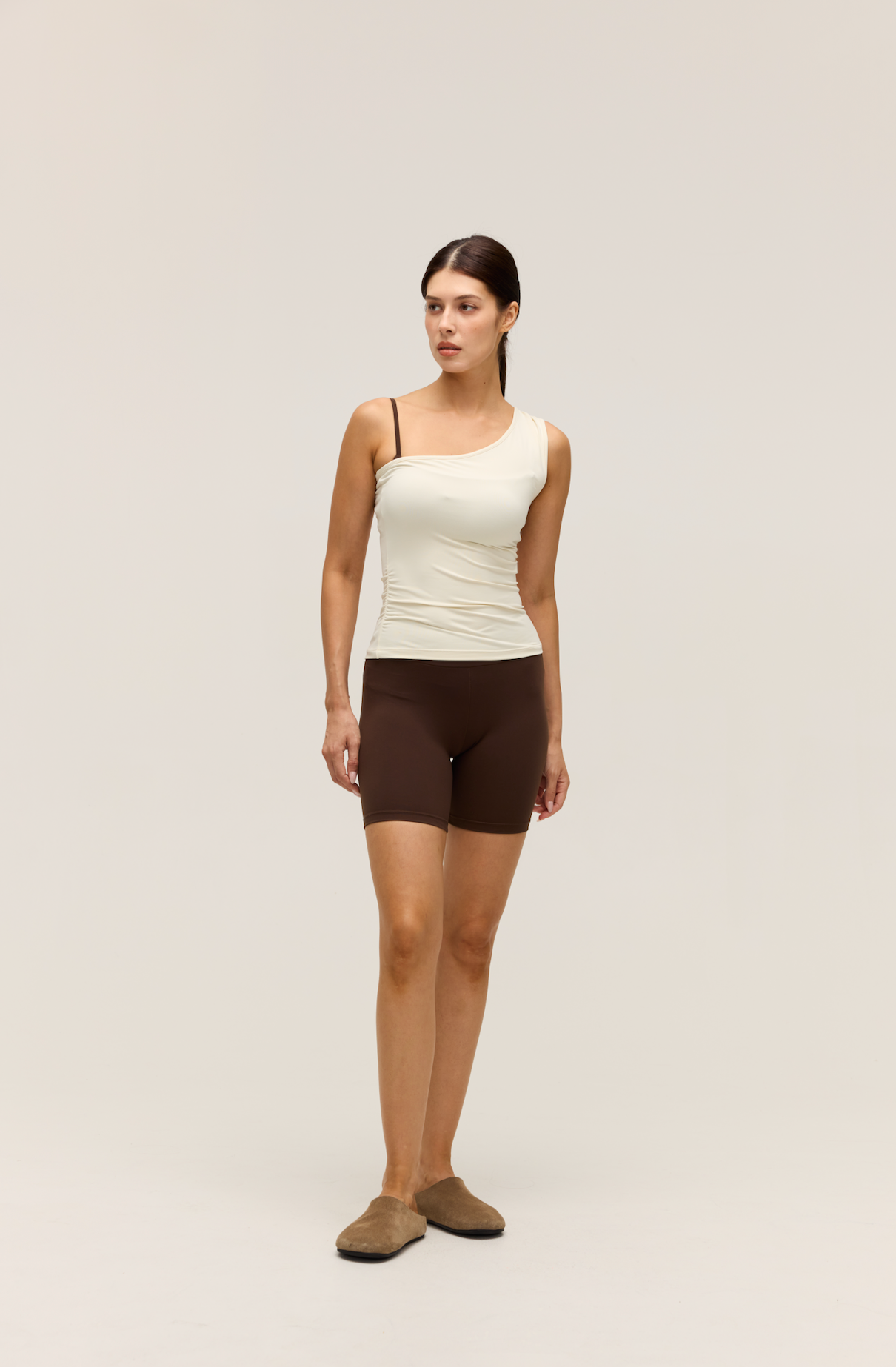 ASYMMETRIC ONE SHOULDER TANK TOP|SANDY WHITE