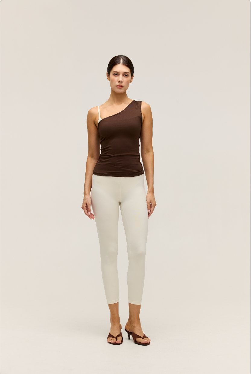 HIGH-WAISTED CROSSOVER LEGGINGS | SANDY WHITE