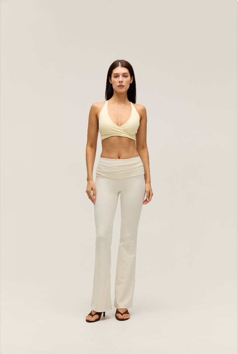 FOLD-OVER FLARE BOTTOM | SANDY WHITE