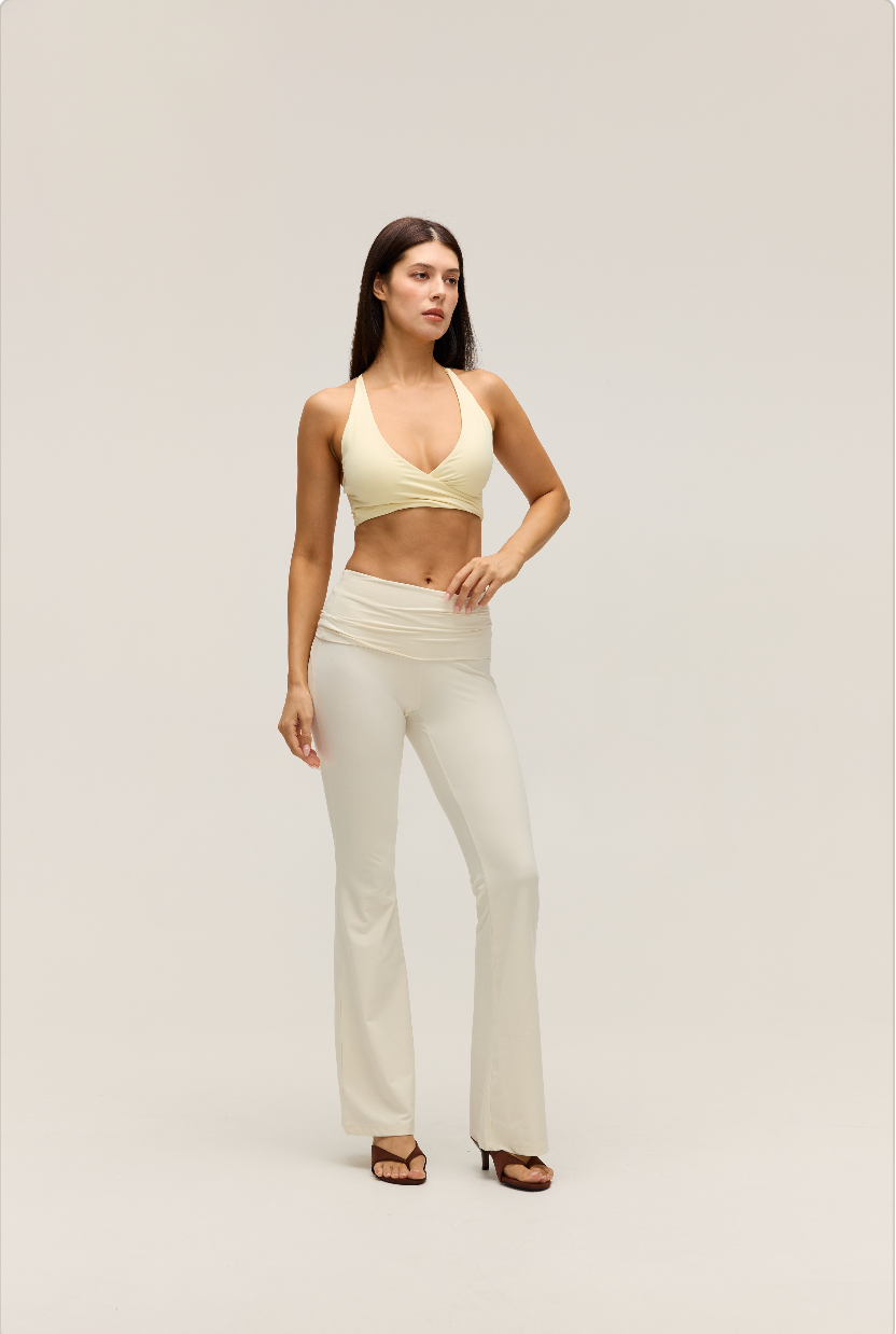 FOLD-OVER FLARE BOTTOM | SANDY WHITE