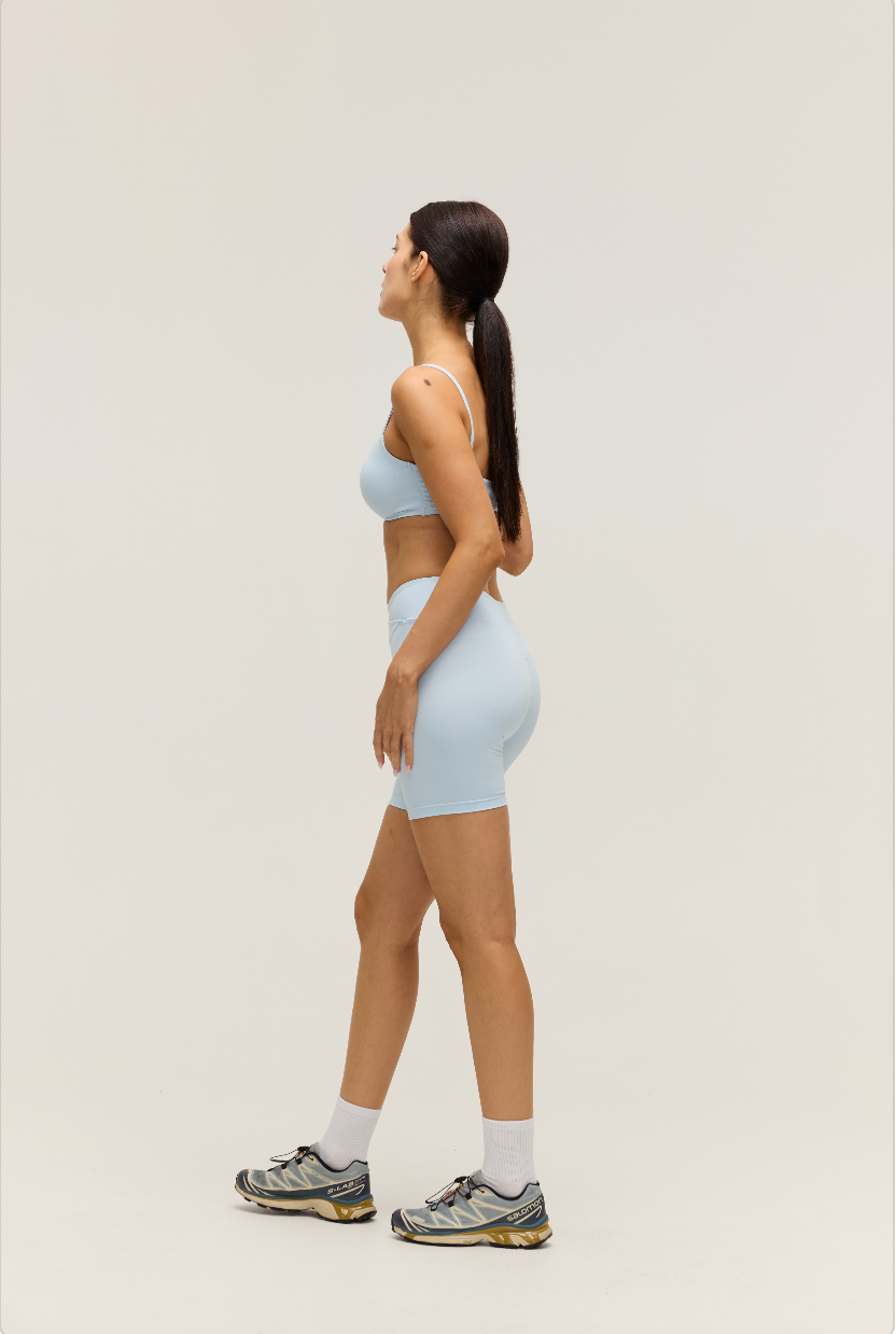 HIGH-WAISTED CROSSOVER SHORTS 6'' | POWDER BLUE