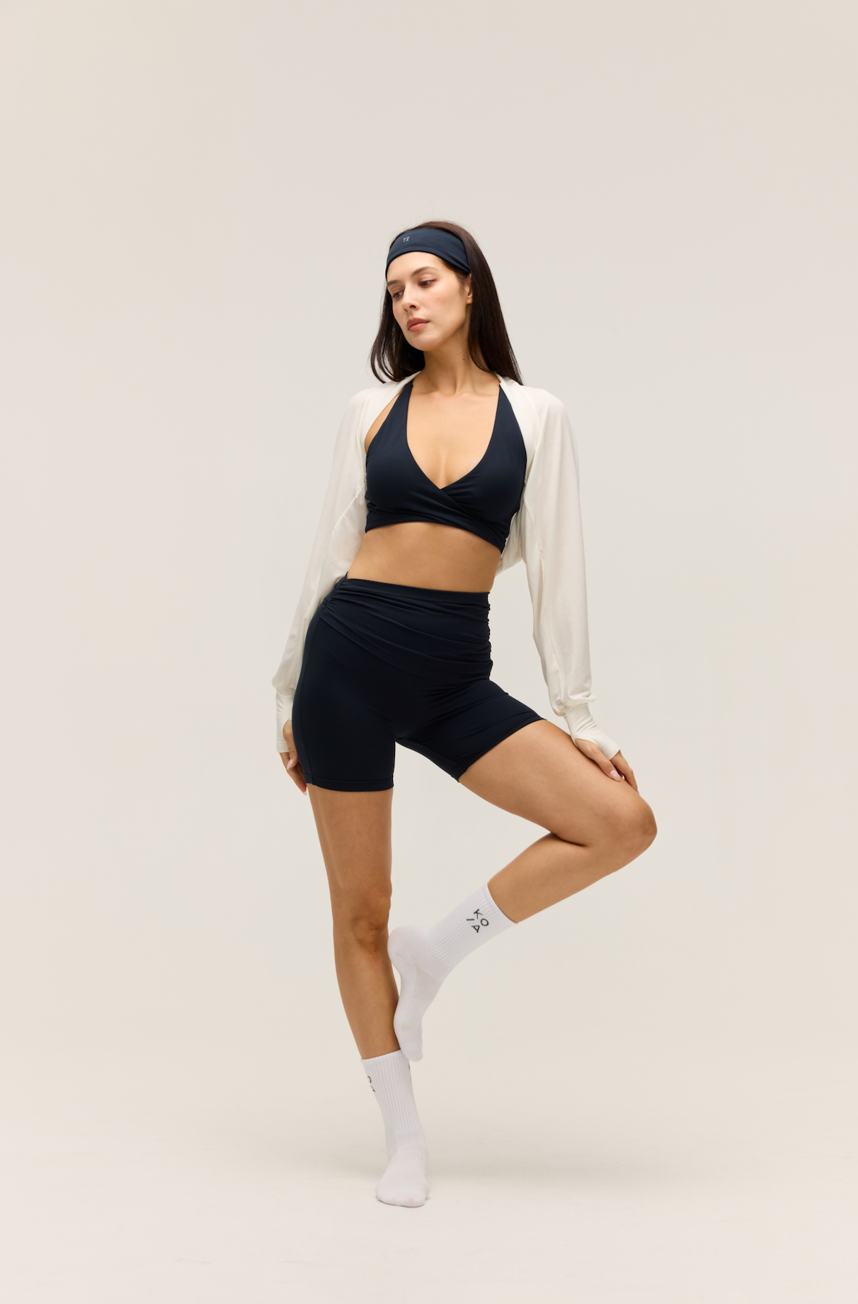 MERINO WOOL LONG-SLEEVE CROPPED TOPPER｜WHITE