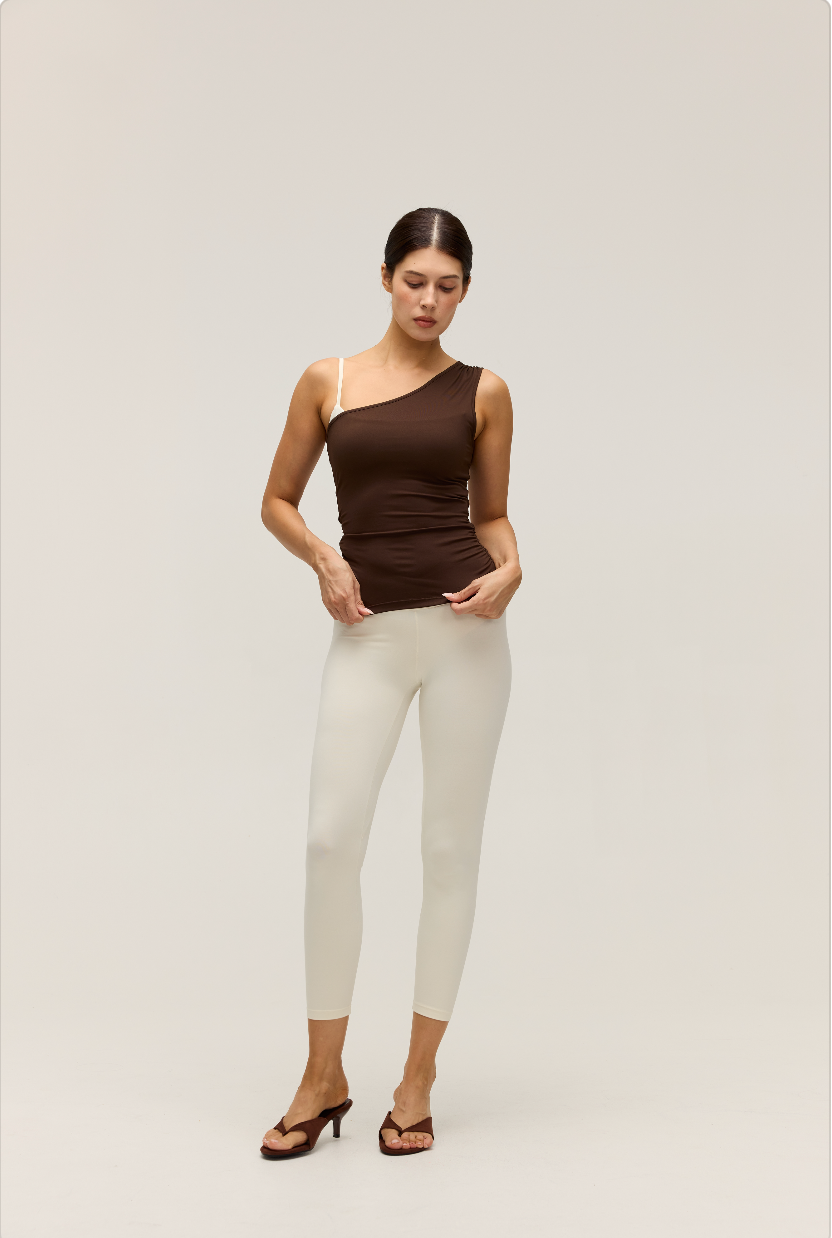 HIGH-WAISTED CROSSOVER LEGGINGS | SANDY WHITE