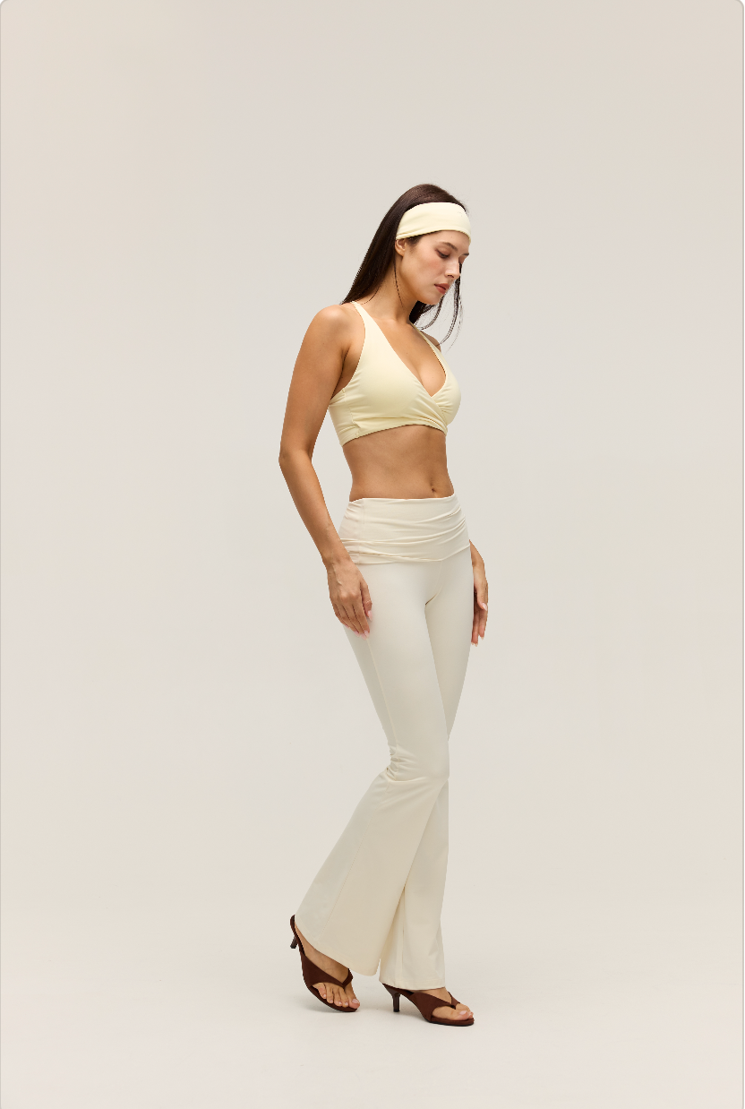 FOLD-OVER FLARE BOTTOM | SANDY WHITE