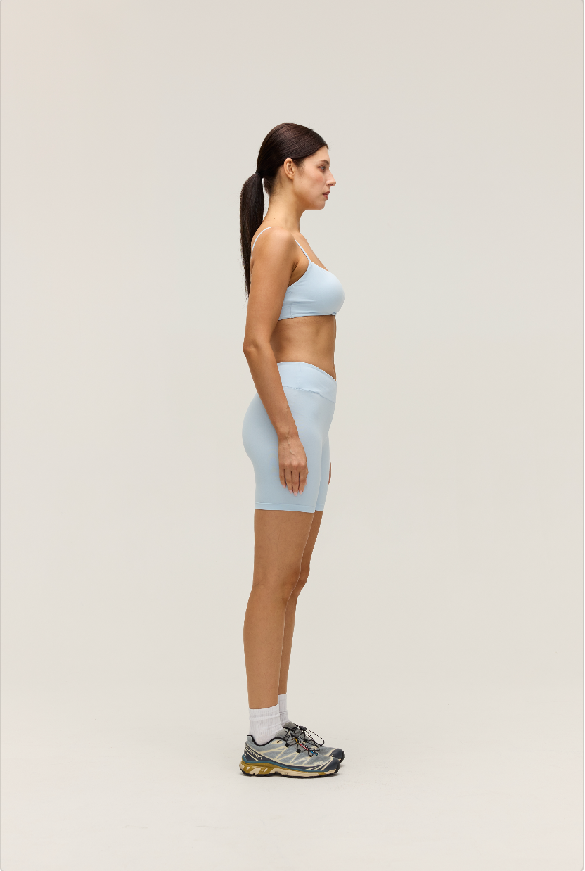 HIGH-WAISTED CROSSOVER SHORTS 6'' | POWDER BLUE